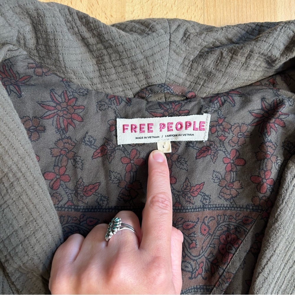 Free People Rowan Blazer Army Green Large Preppy Fall Boho - Picture 8 of 15